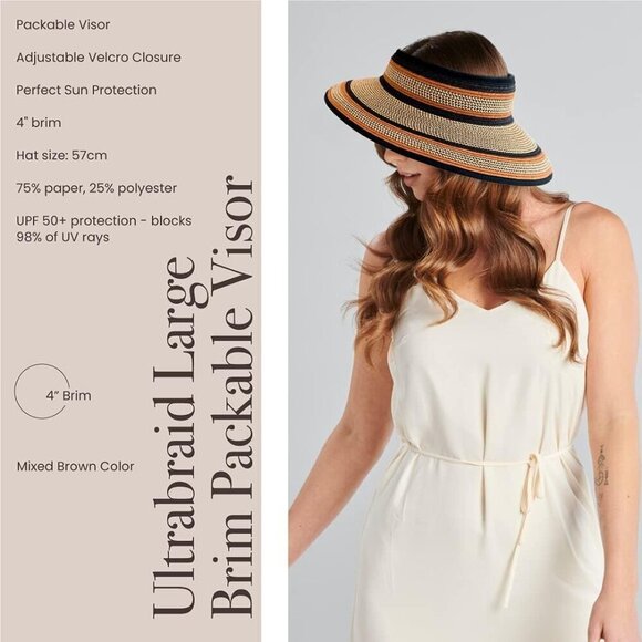 Women\'s Ultrabraid Visor with Ribbon Trim UPF 50 Adjustable Sun Hat main image 6